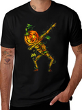 Halloween Pumpkin Skeleton Dabbing Tee