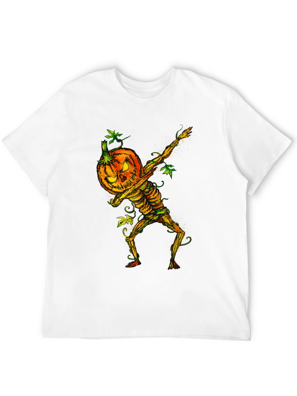 Halloween Pumpkin Skeleton Dabbing Tee