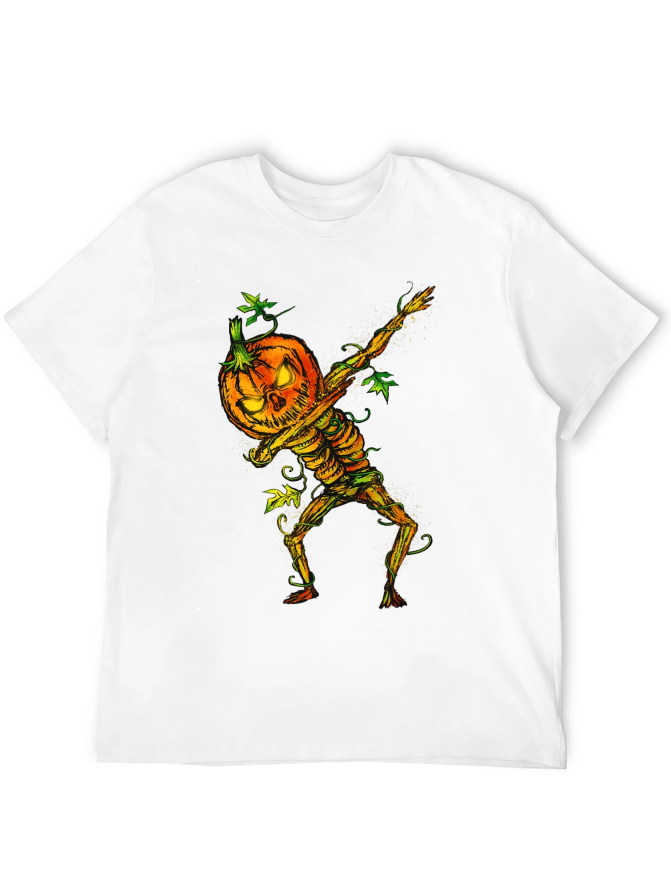 Halloween Pumpkin Skeleton Dabbing Tee