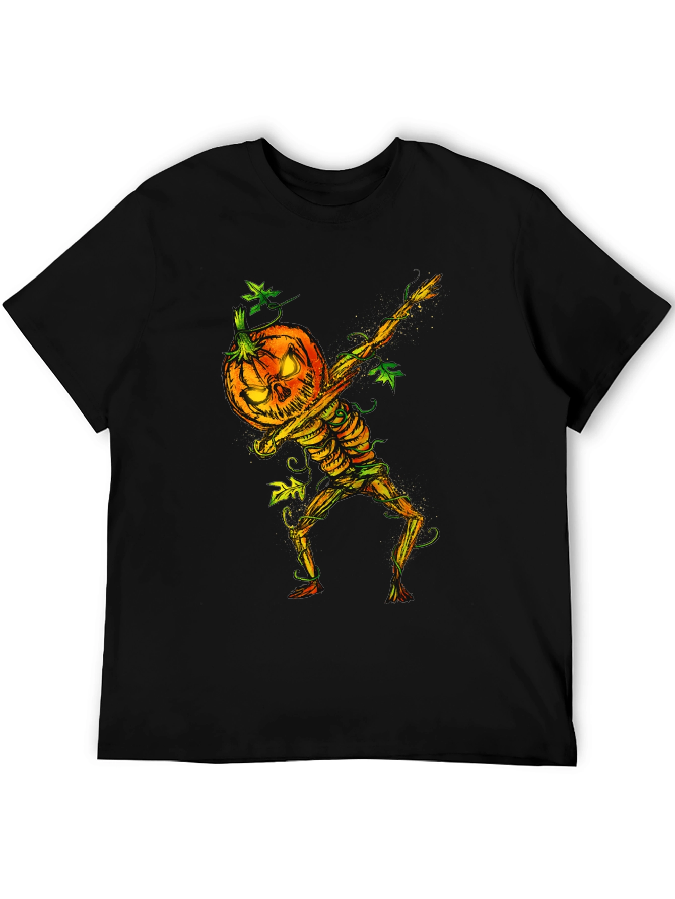 Halloween Pumpkin Skeleton Dabbing Tee