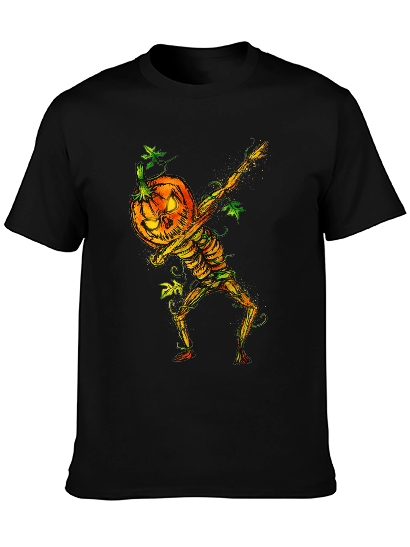 Halloween Pumpkin Skeleton Dabbing Tee