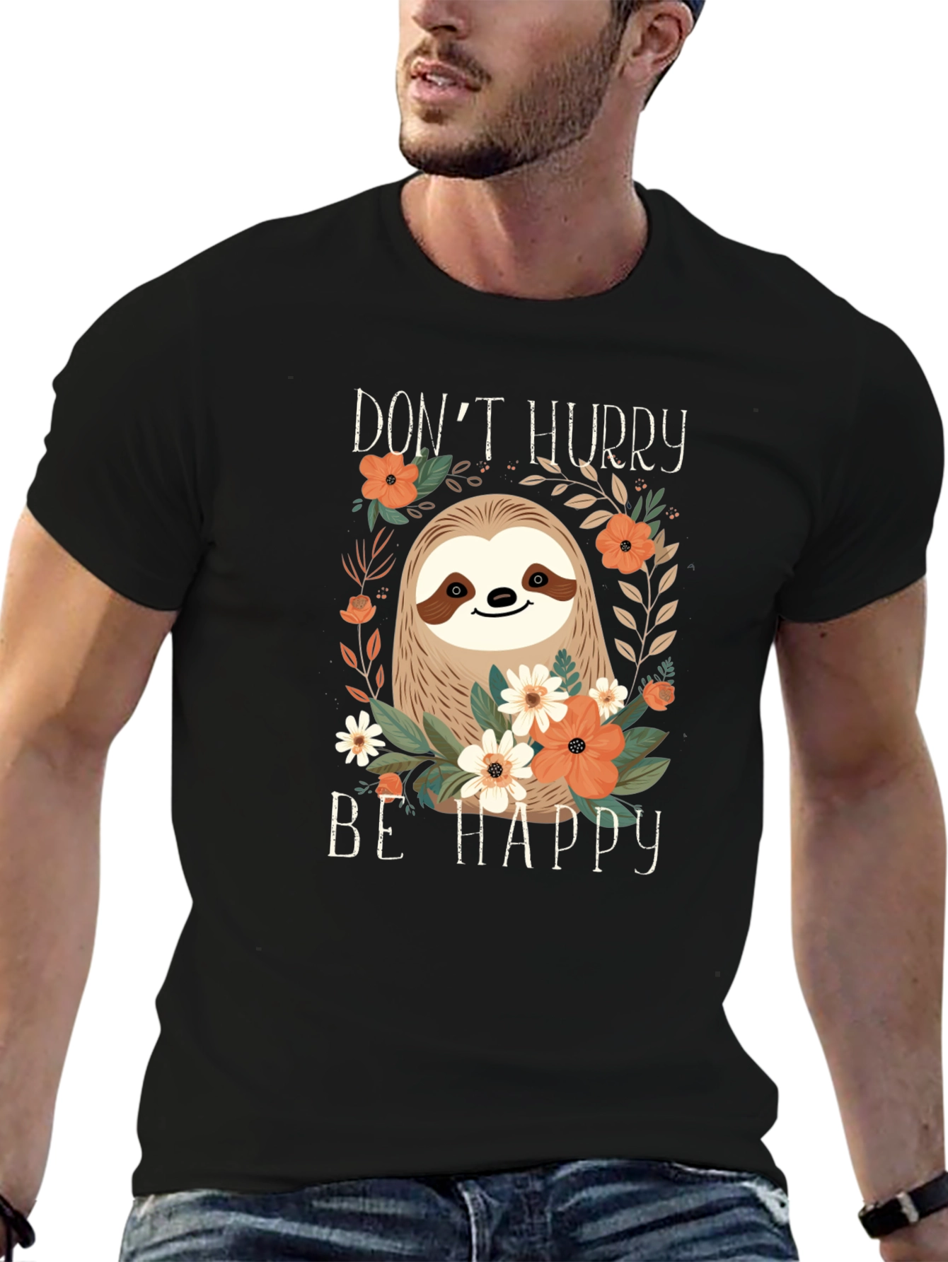 Dont Hurry Be Happy Sloth Graphic Tee