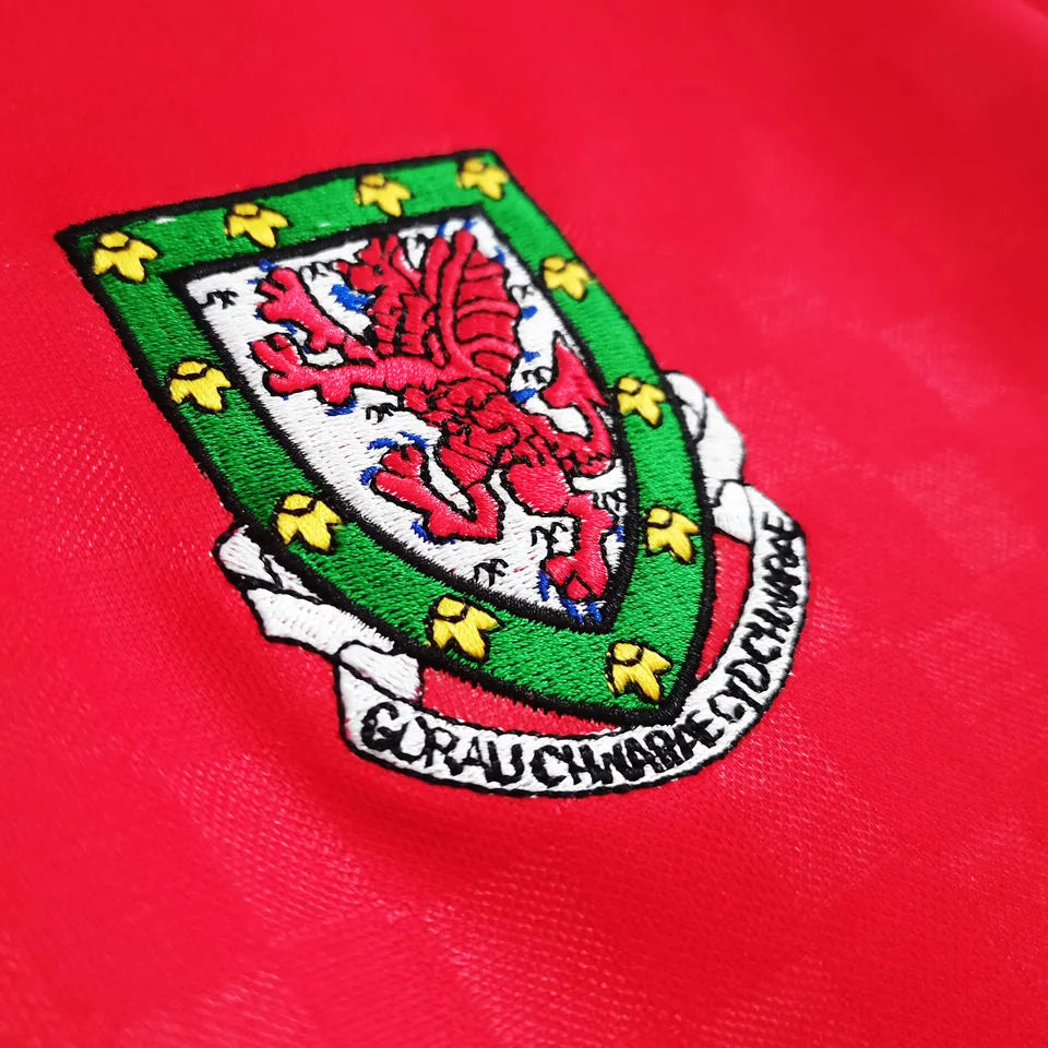 1996/1998 Wales Home Red Retro Soccer Jersey Detail 3