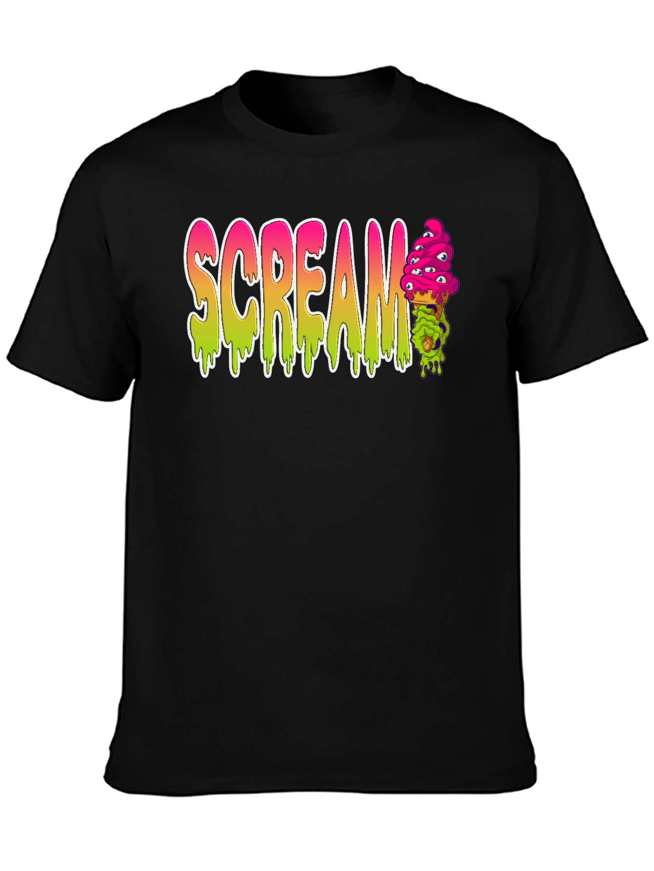 Scream Ice Cream Mens Black T-Shirt