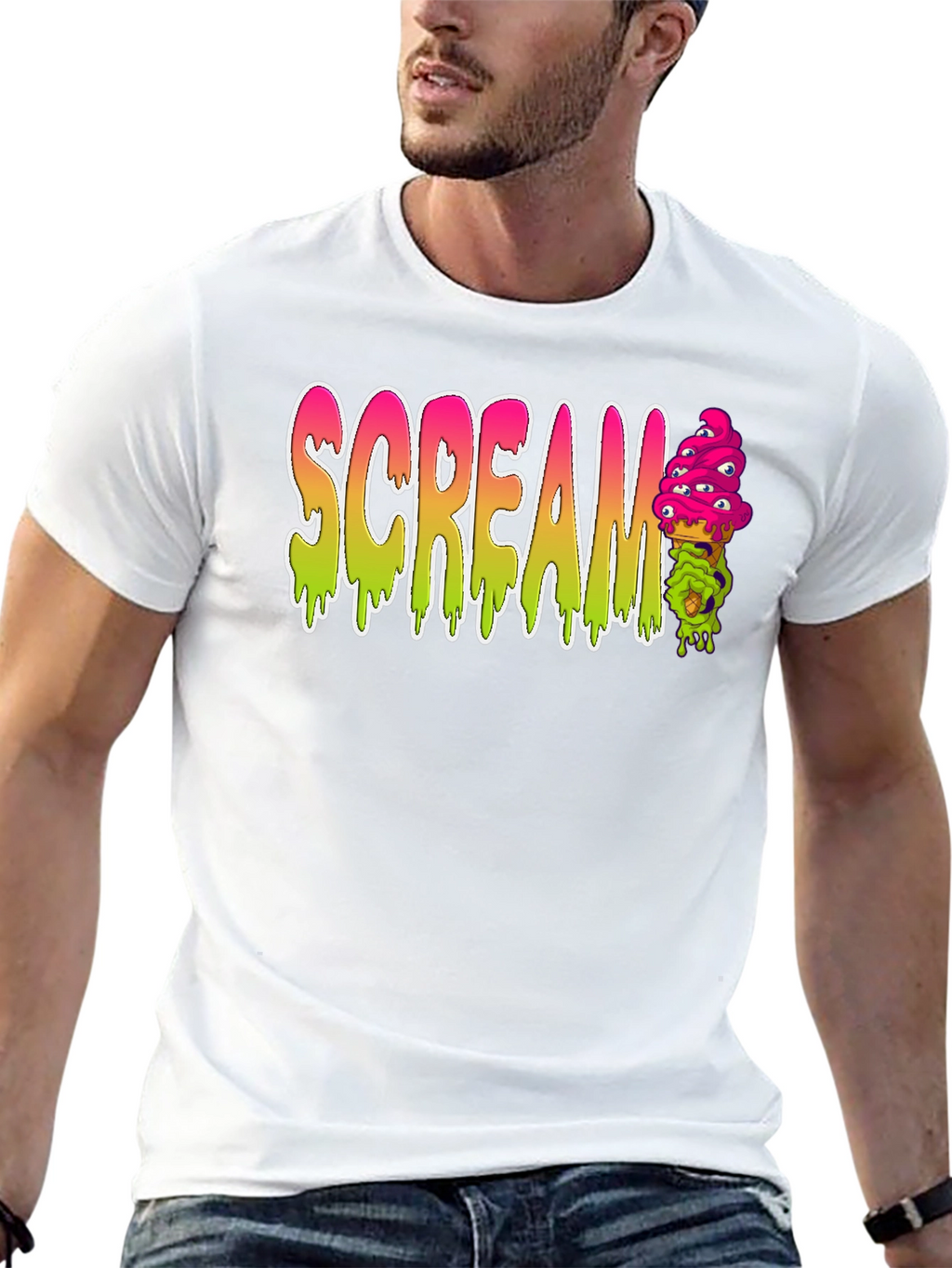 Scream Ice Cream Mens Black T-Shirt
