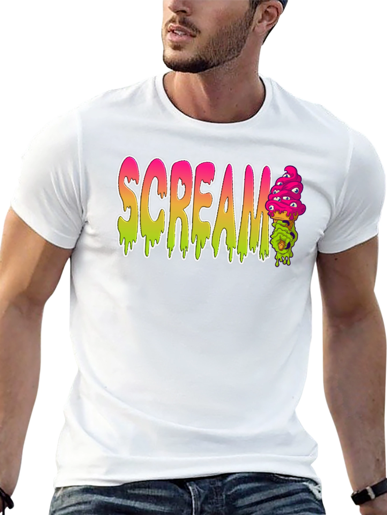 Scream Ice Cream Mens Black T-Shirt