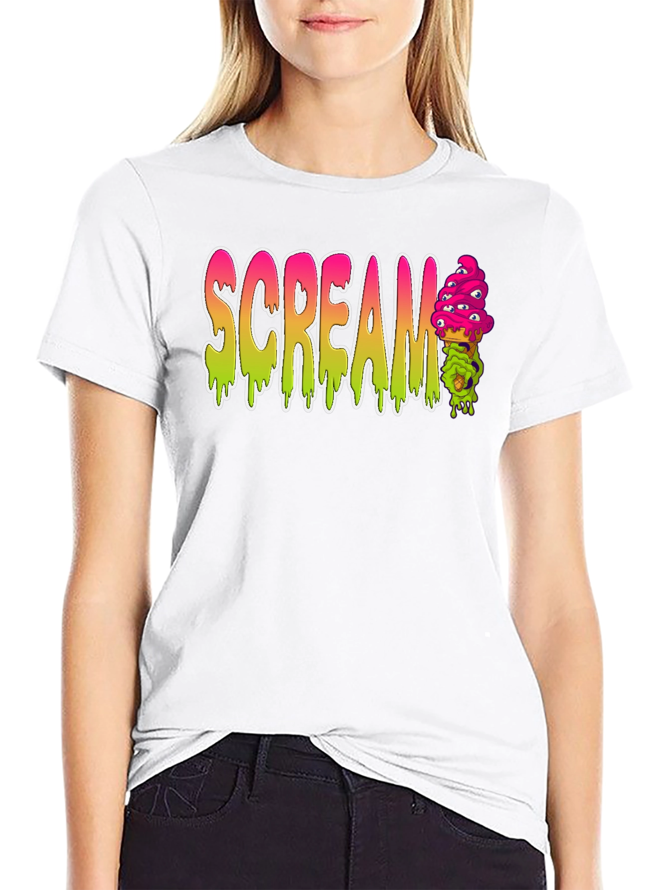 Scream Ice Cream Mens Black T-Shirt