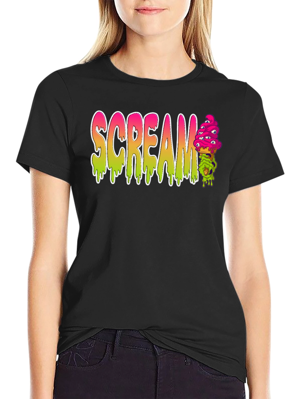 Scream Ice Cream Mens Black T-Shirt