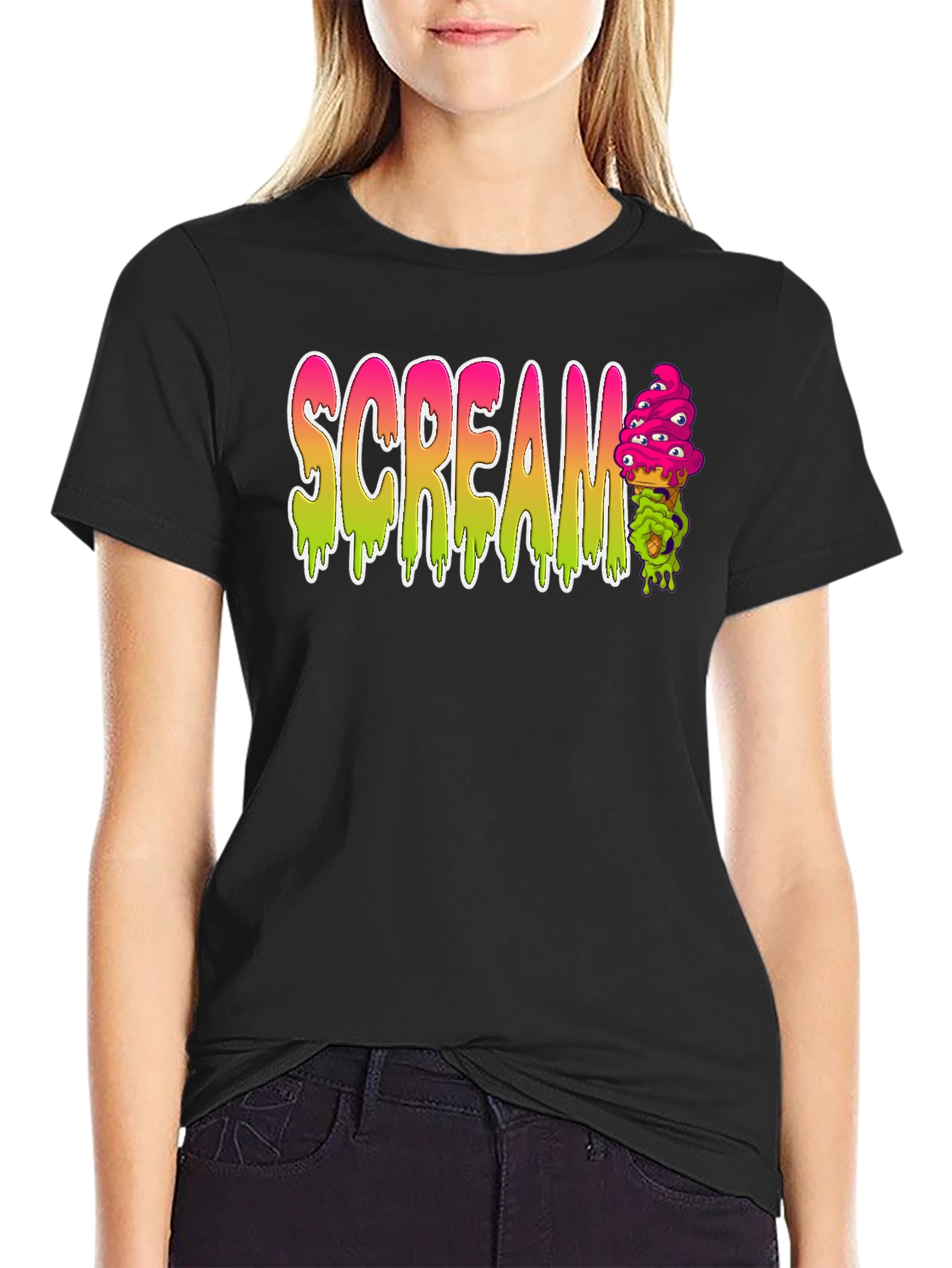 Scream Ice Cream Mens Black T-Shirt