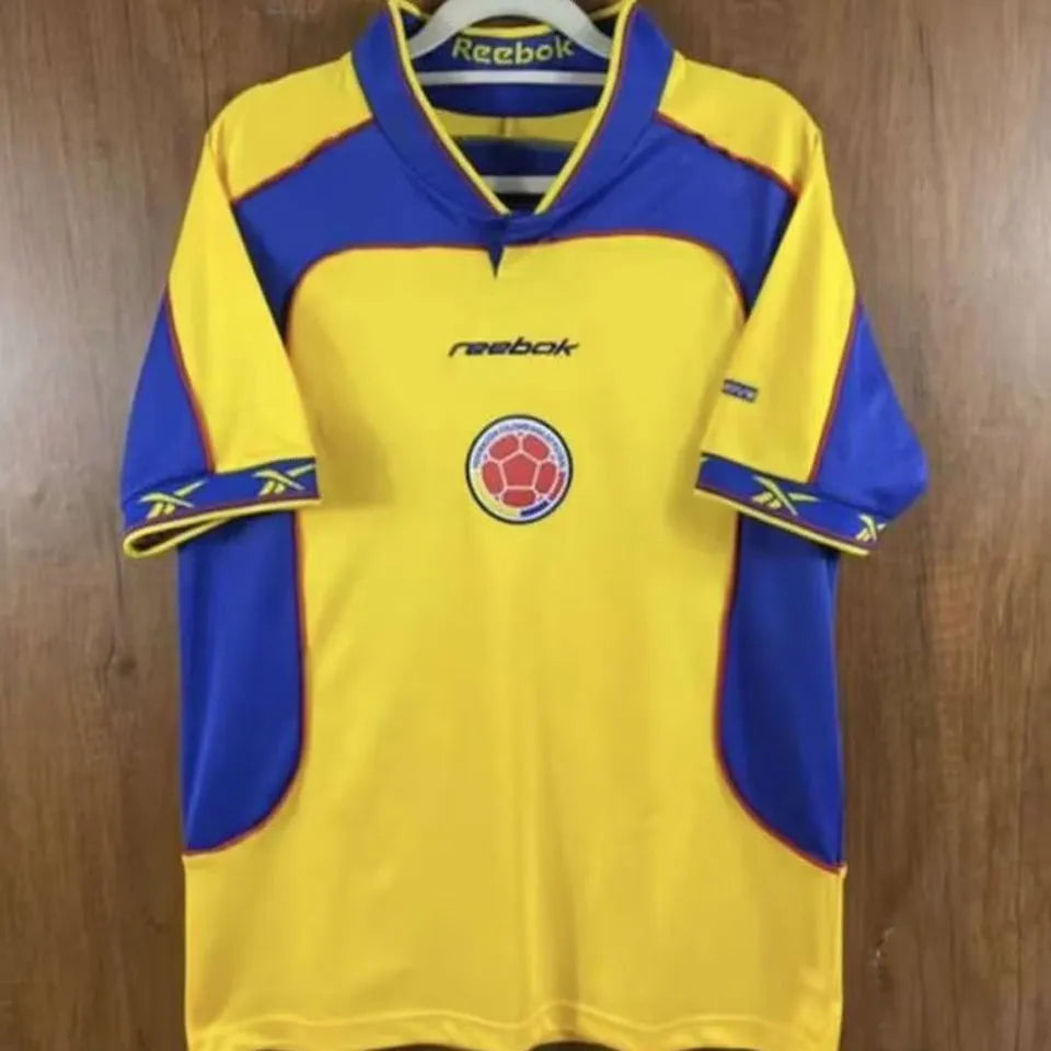 2001/02 Colombia Home Yellow Retro Soccer Jersey Back