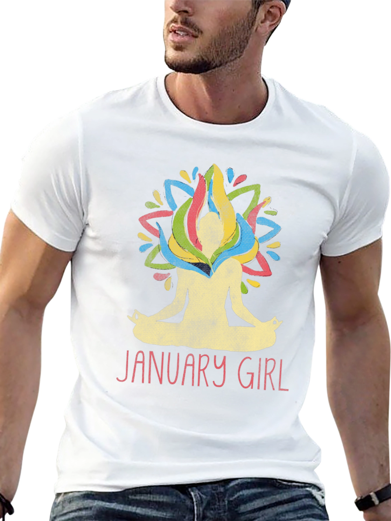 January Girl Meditation T-Shirt Yoga Lotus Birthday Tee