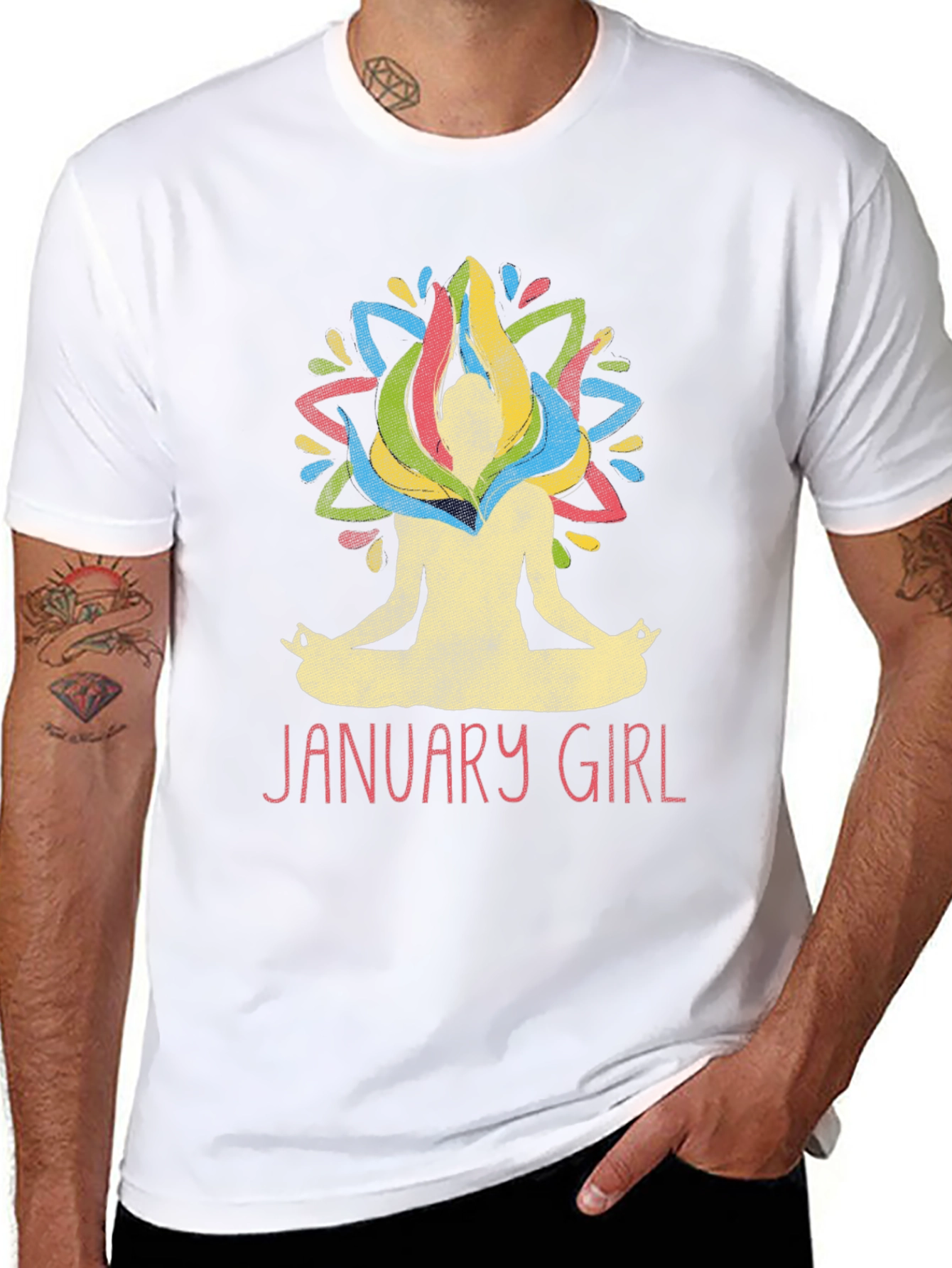 January Girl Meditation T-Shirt Yoga Lotus Birthday Tee