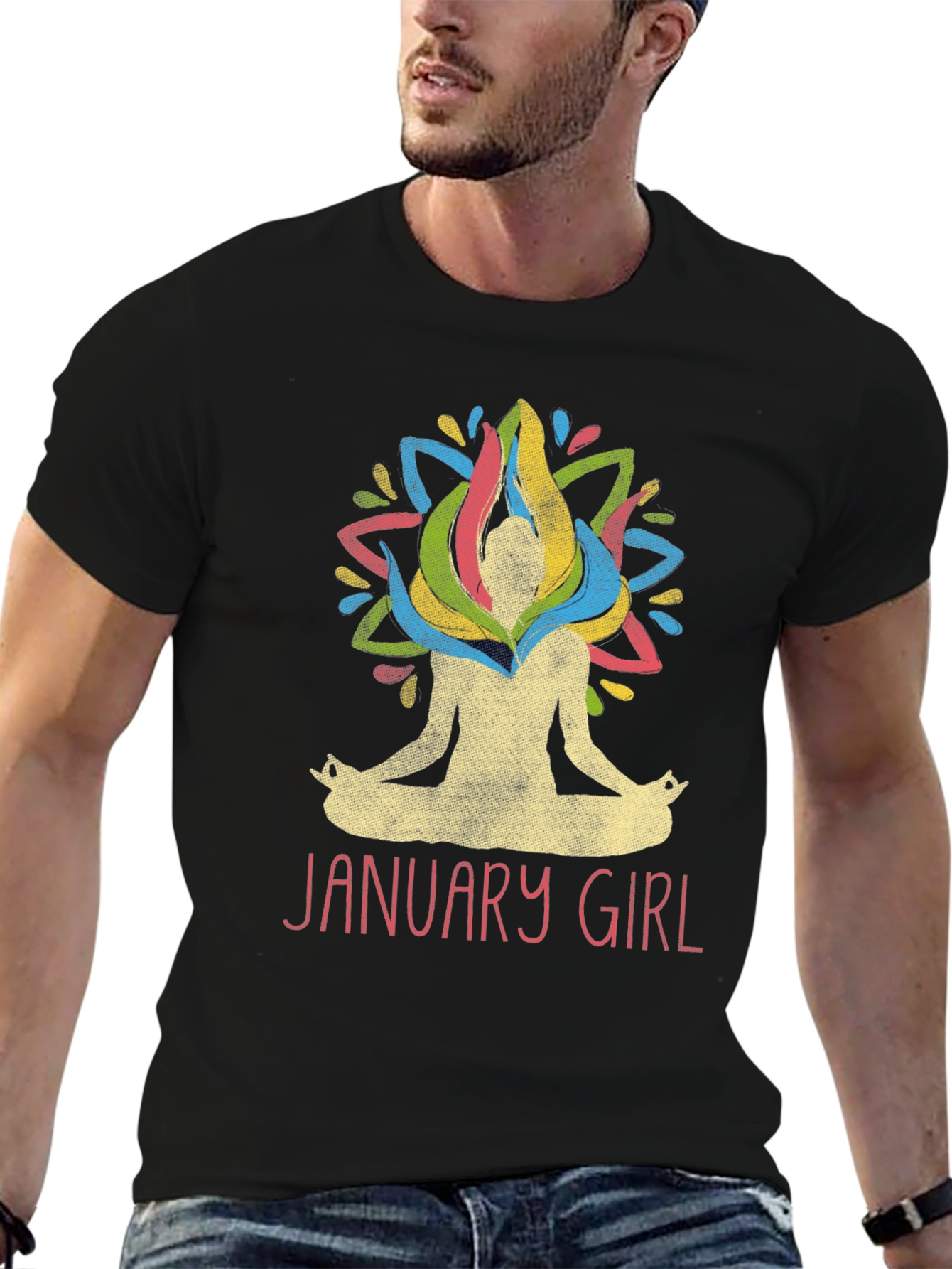 January Girl Meditation T-Shirt Yoga Lotus Birthday Tee