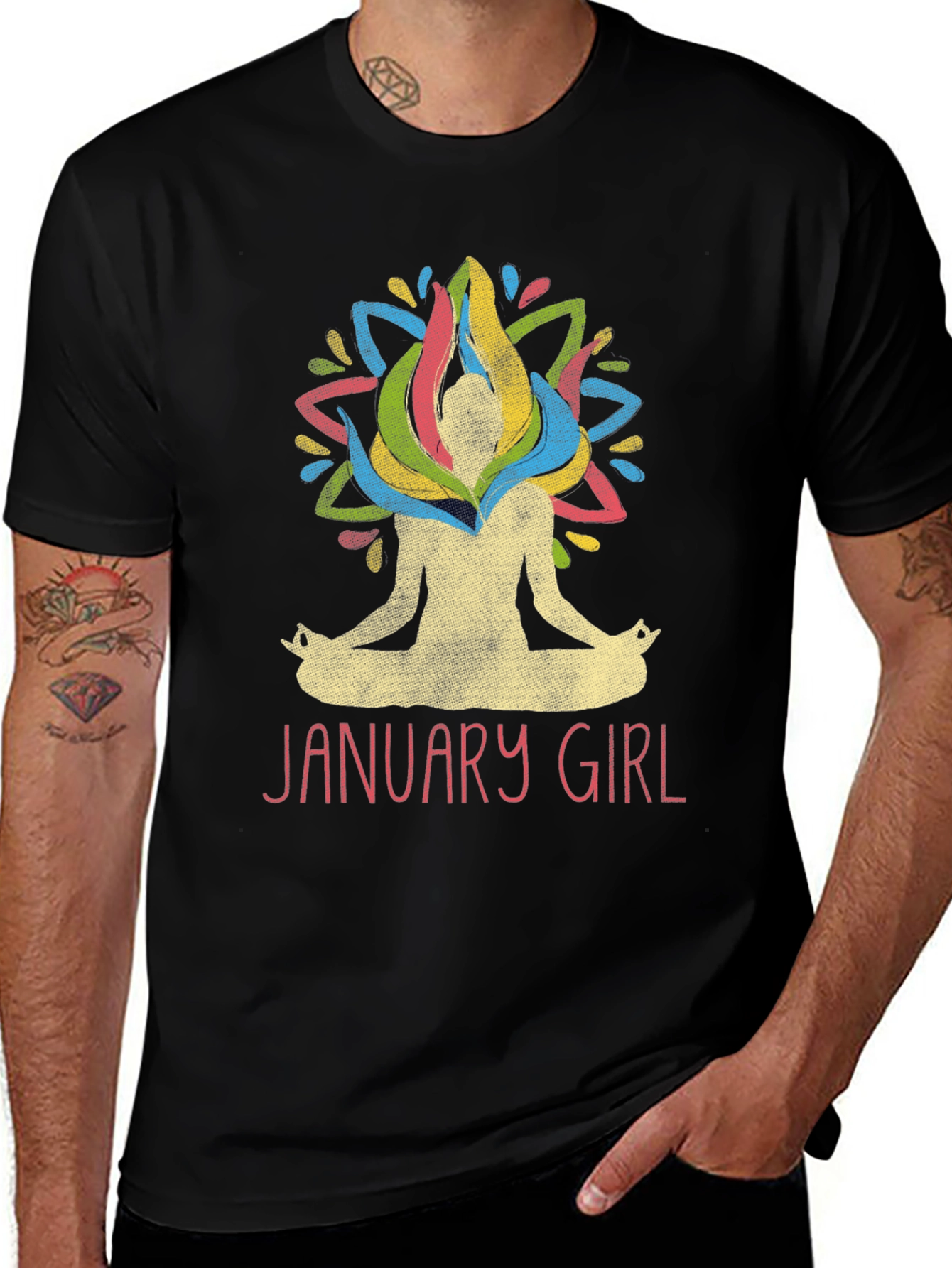 January Girl Meditation T-Shirt Yoga Lotus Birthday Tee