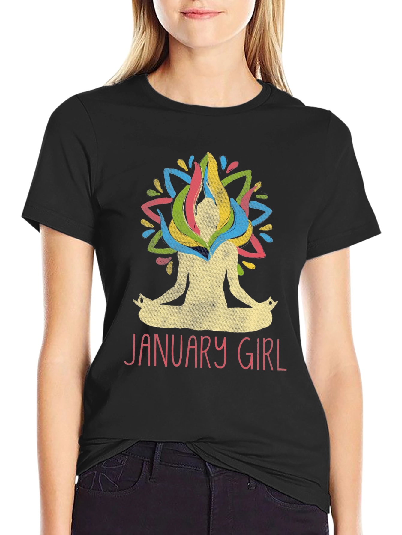 January Girl Meditation T-Shirt Yoga Lotus Birthday Tee