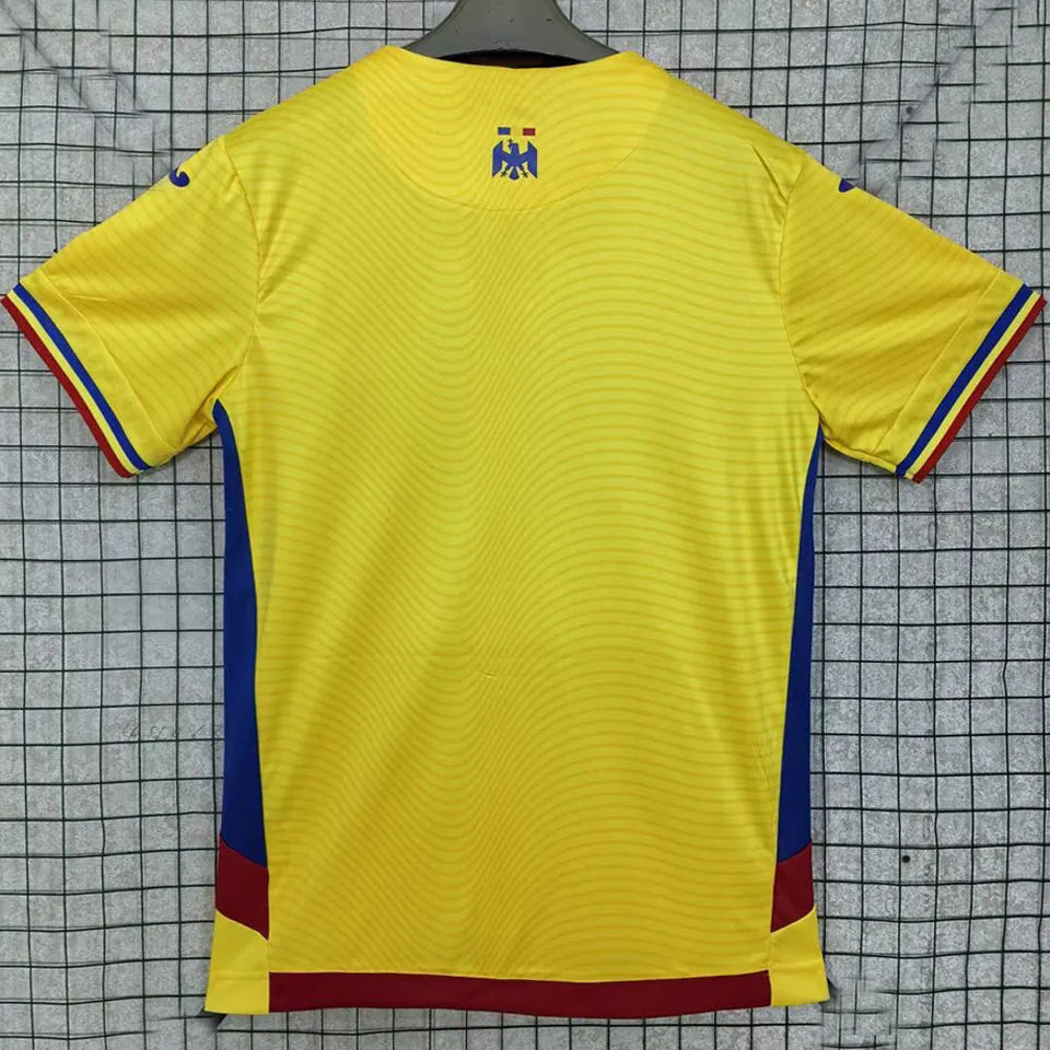 2025/26 Romania Home Yellow Fans Soccer Jersey Back