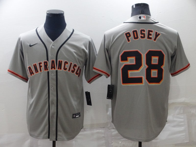 Men's San Francisco Giants Buster Posey #28 Gray Replica Baseball Jerseys