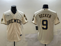 Men's Milwaukee Brewers Bob Uecker #9 Cream Home Limited Player Jerseys