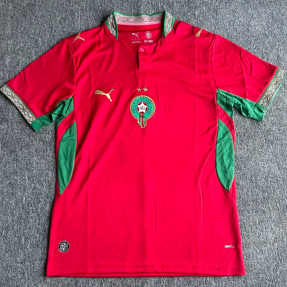 2026/27 Morocco Home Red Fans Soccer Jersey (with 2 stars 带两星） Back