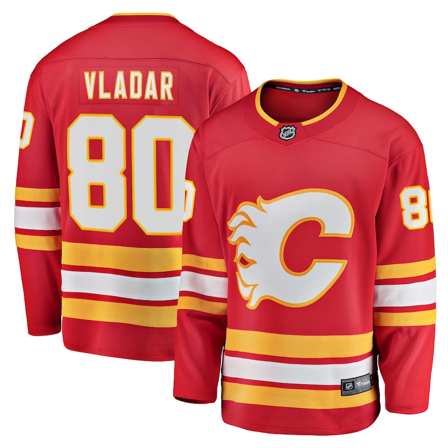 Men's Calgary Flames Daniel Vladar #80 Red Home Breakaway Player Jerseys
