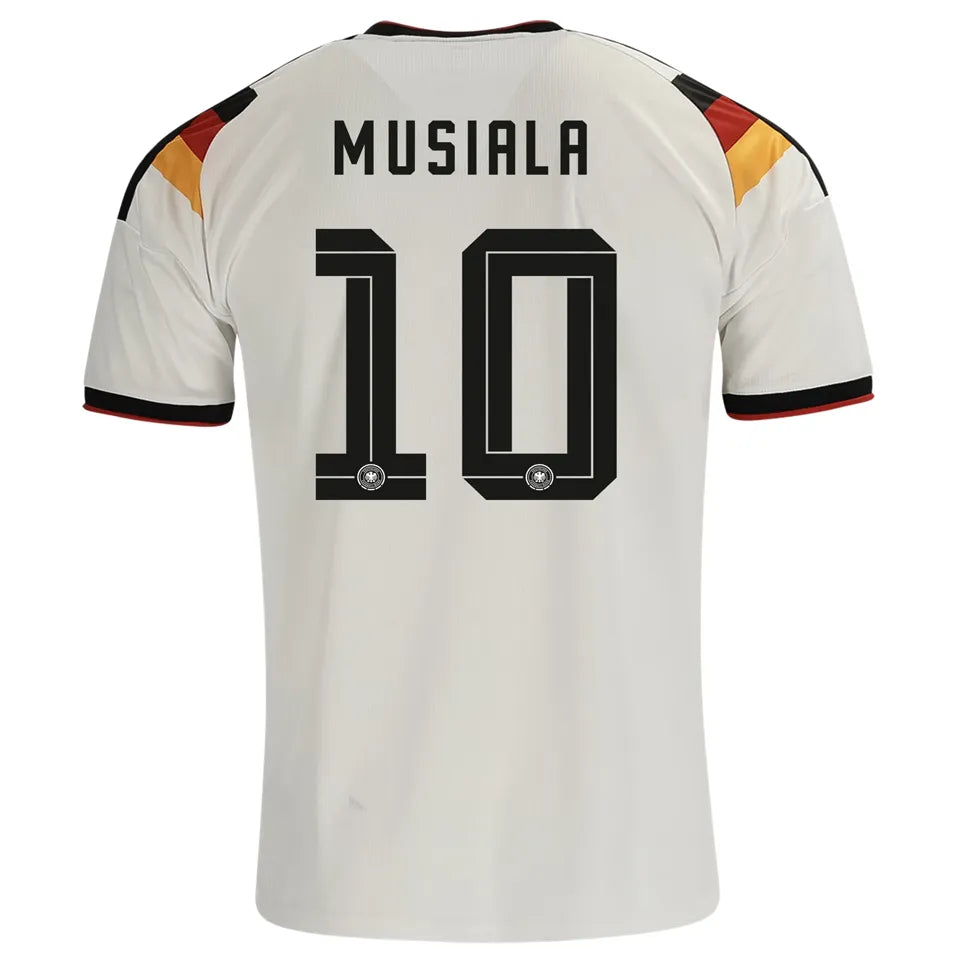 2026/27 Germany 1:1 Quality Home White Fans Soccer Jersey(Have Right Patch 有右臂章 金底白字） Detail 3