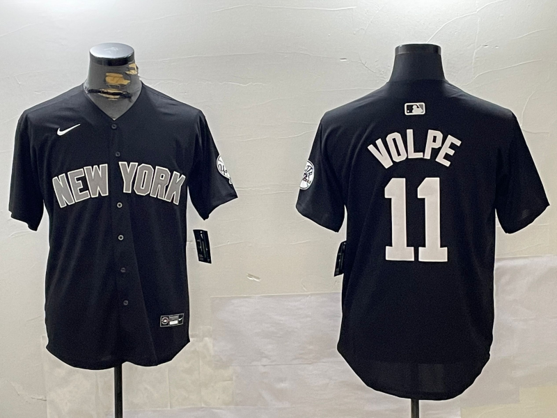 Men's New York Yankees Anthony Volpe #11 Black Replica Player Jerseys