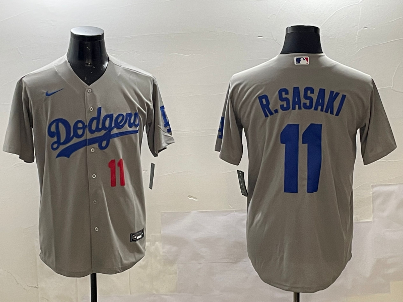 Men's Los Angeles Dodgers Roki Sasaki #11 Gray Replica Player Jerseys