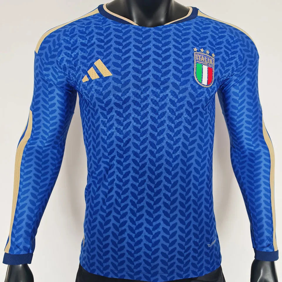 2026/27 Italy Home Blue Player Version Long Sleeve Soccer Jersey Front