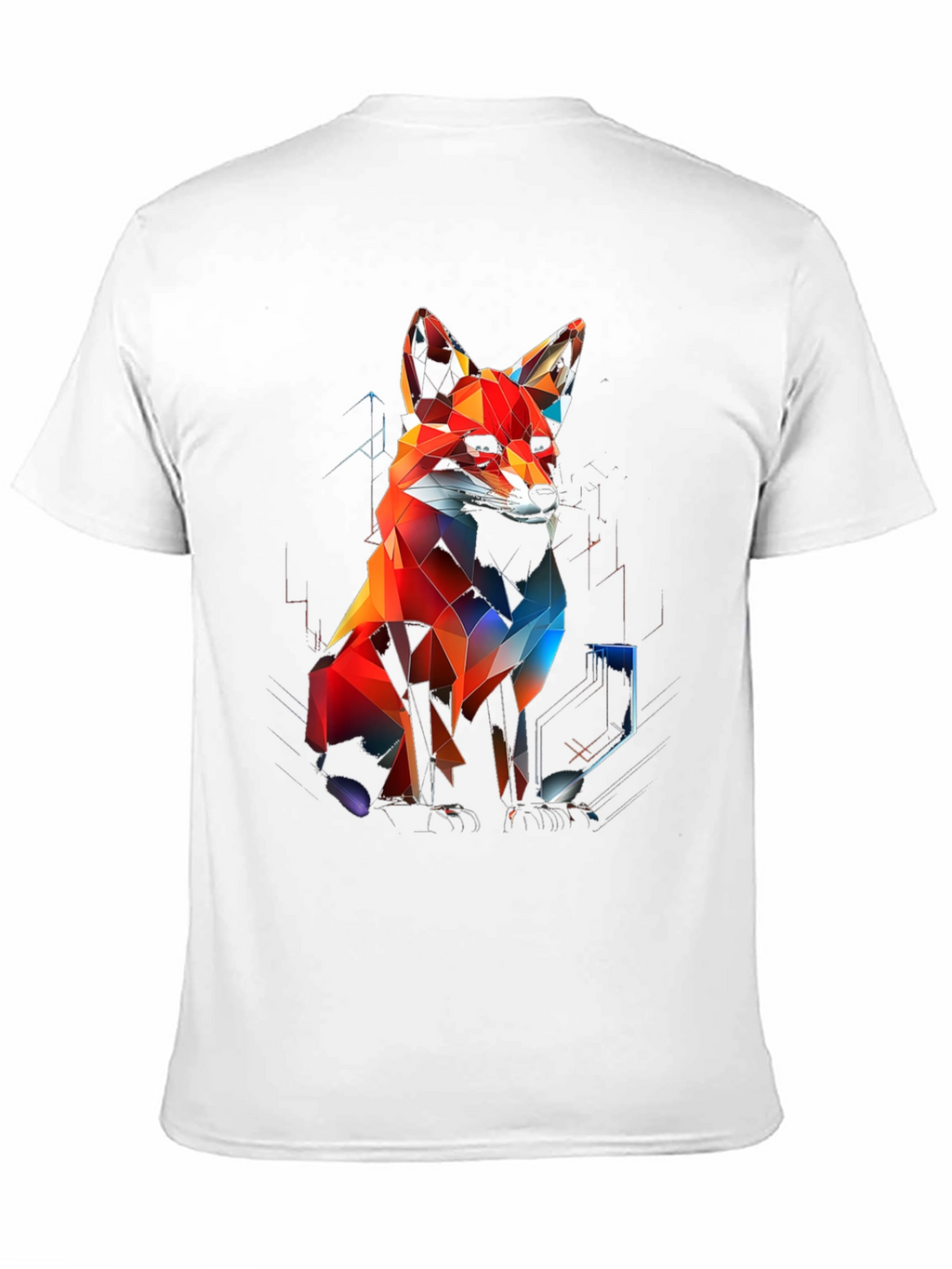 Geometric Fox Graphic Black T-Shirt