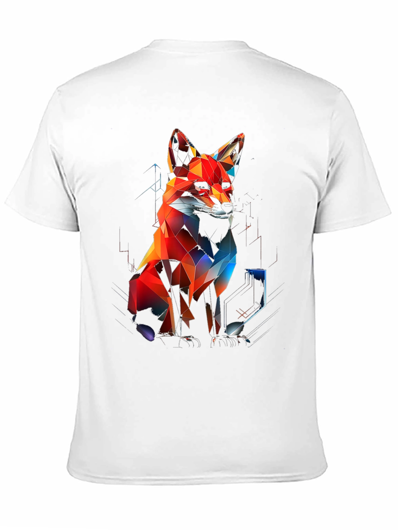 Geometric Fox Graphic Black T-Shirt