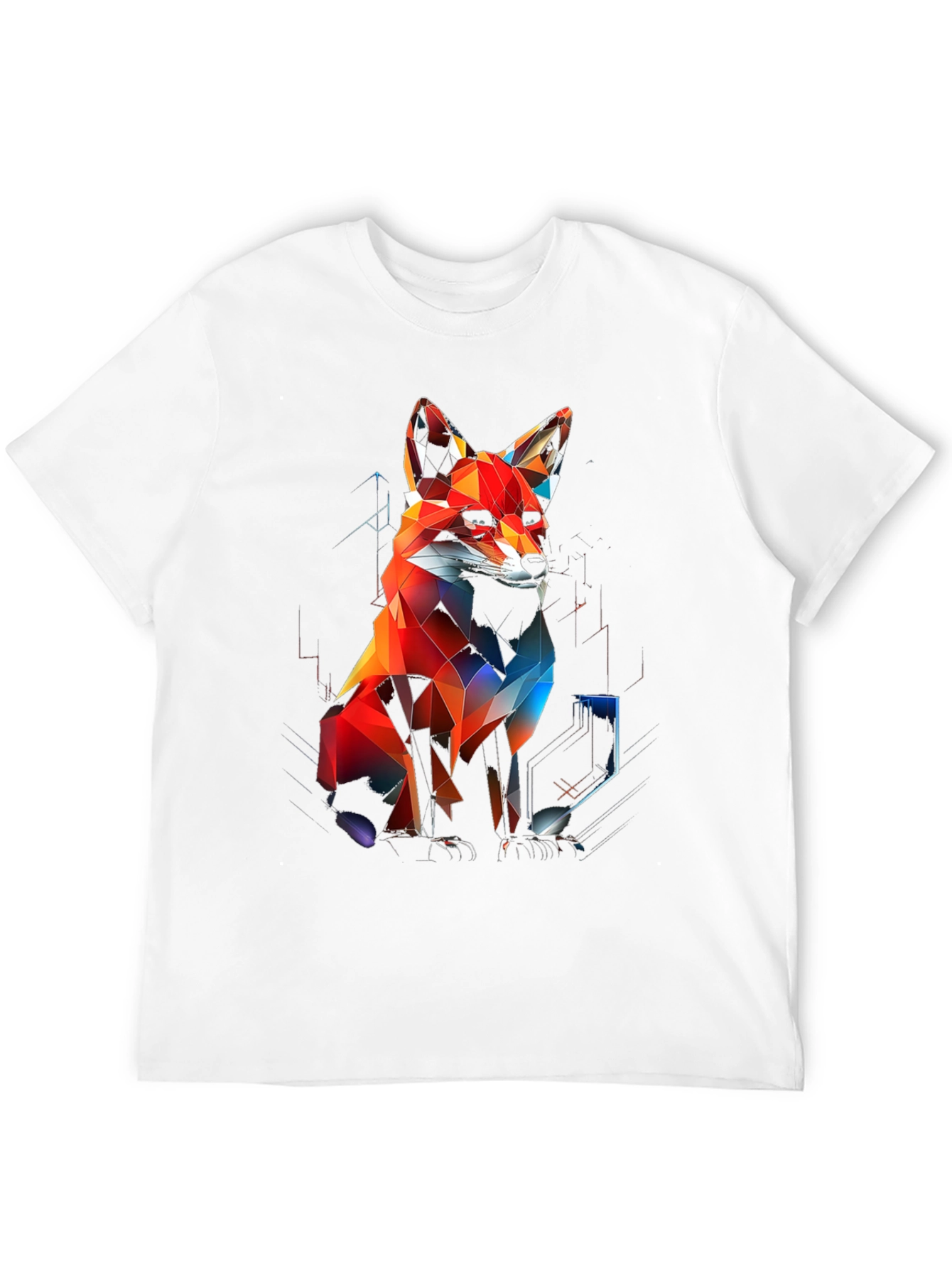Geometric Fox Graphic Black T-Shirt