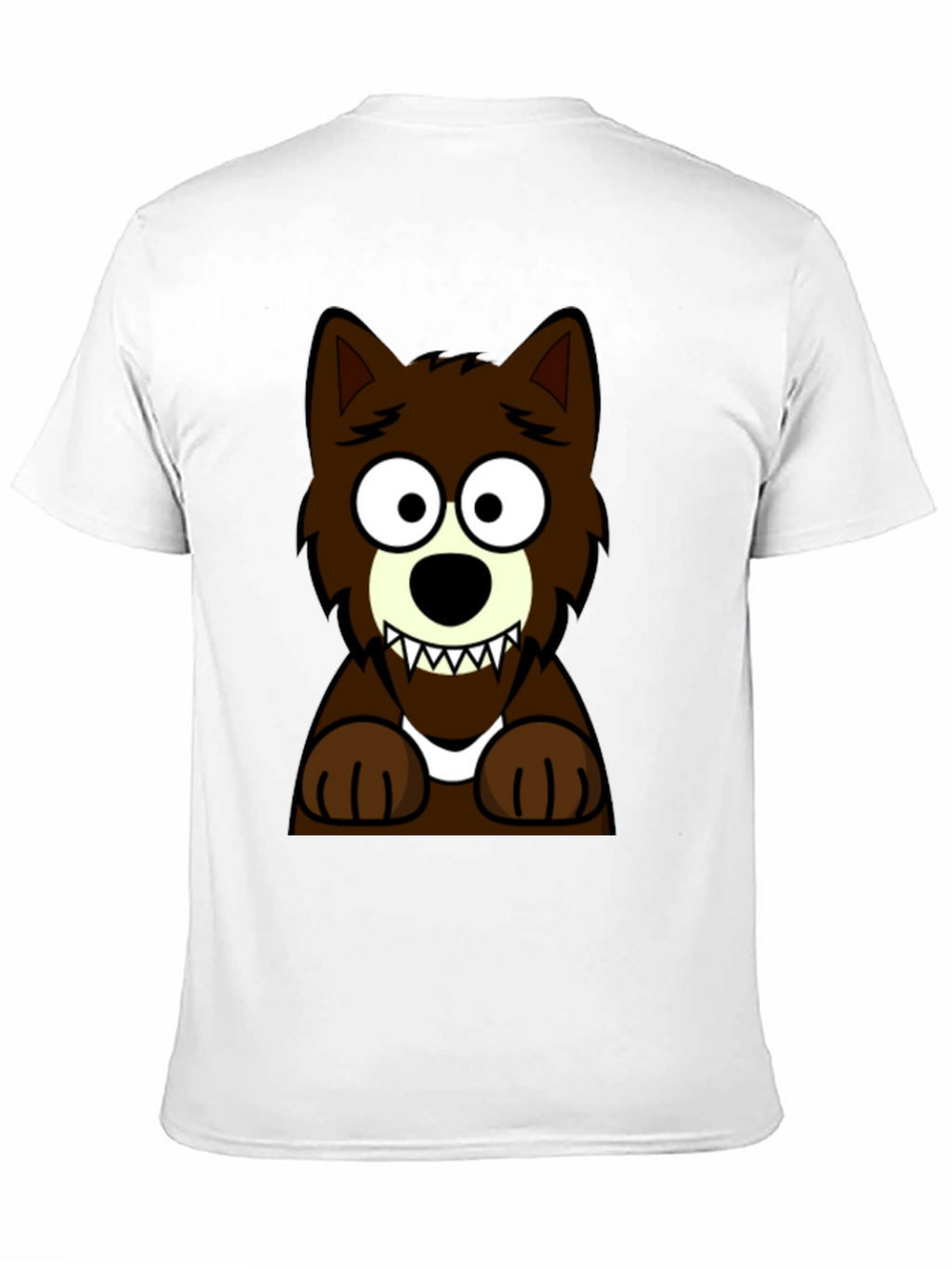 Cartoon Wolf Graphic Tee -  Black Cotton T-Shirt