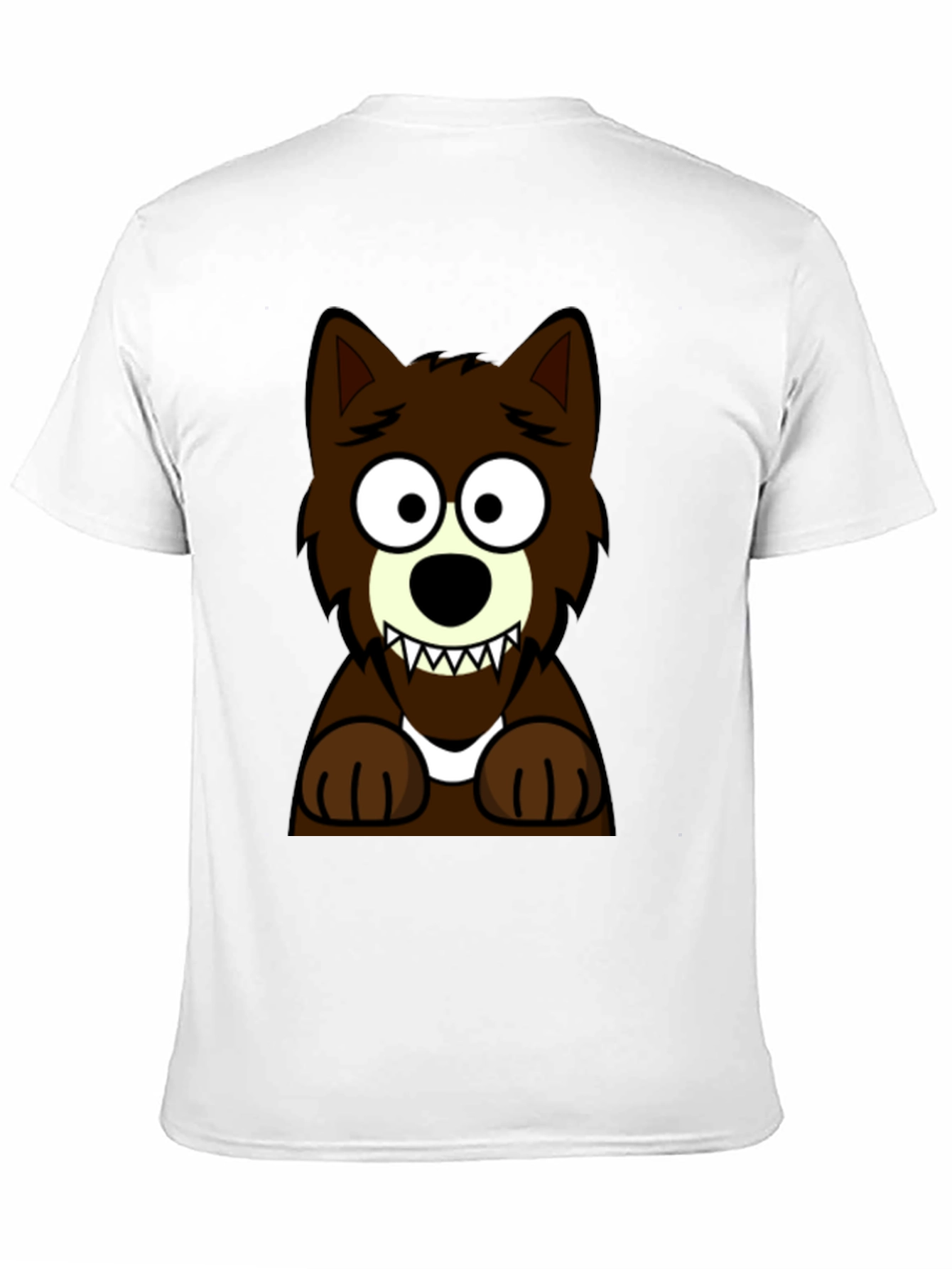 Cartoon Wolf Graphic Tee -  Black Cotton T-Shirt