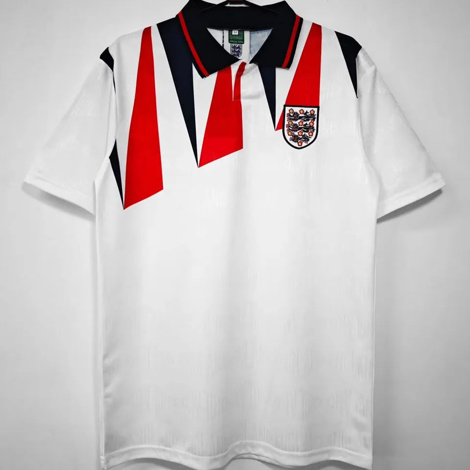 1992 England Home White Retro Soccer Jersey Front