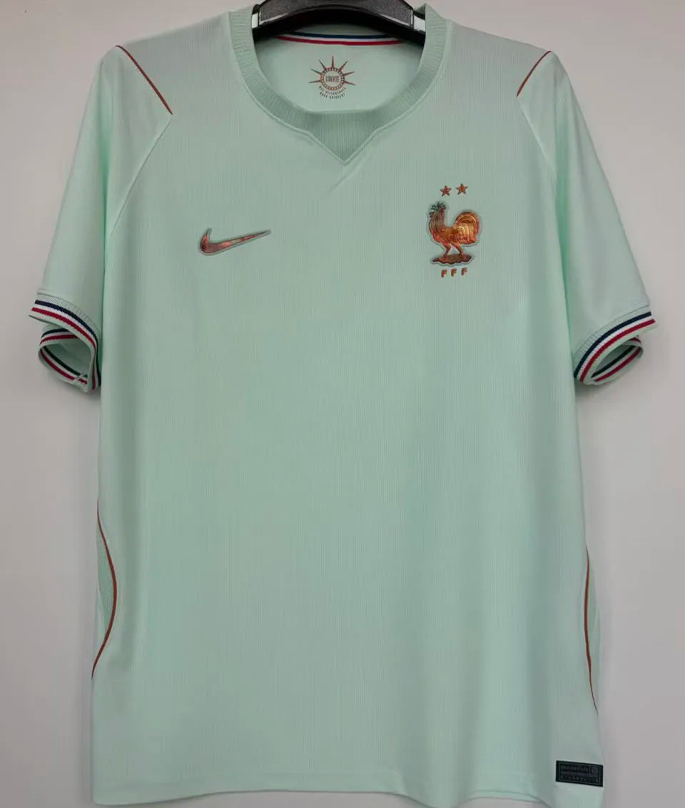 2026/27 France 1:1 Quality Away Fans Soccer Jersey (Have Right Patch 有右臂章 金底白字） Back