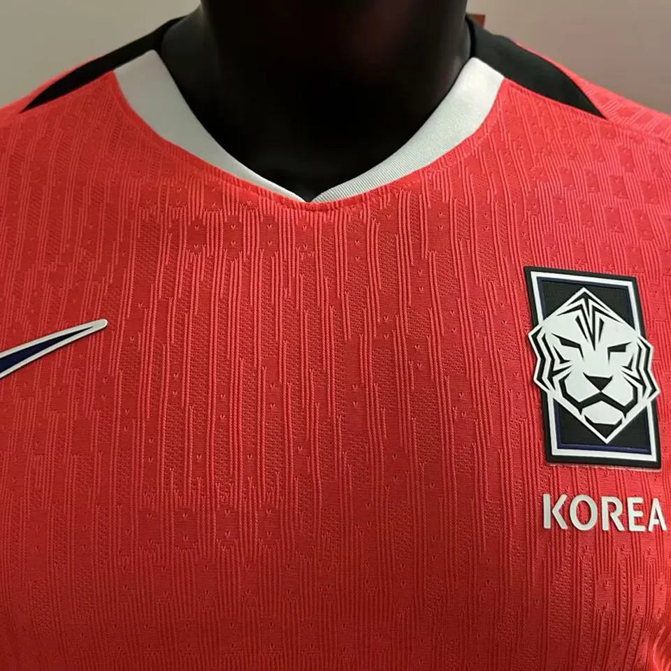 2025/26 South Korea Home Red Player Version Soccer Jersey Detail 1