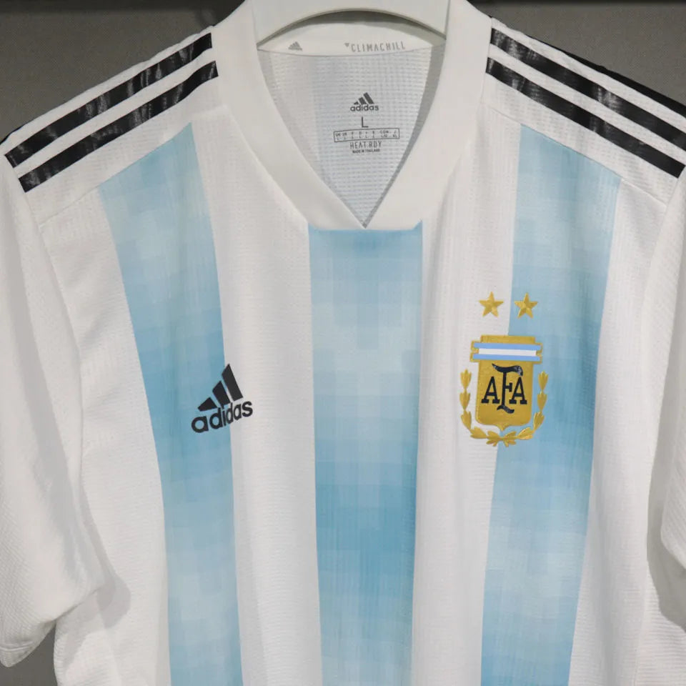 2018 Argentina Home Retro Player Version Soccer Jersey Detail 3