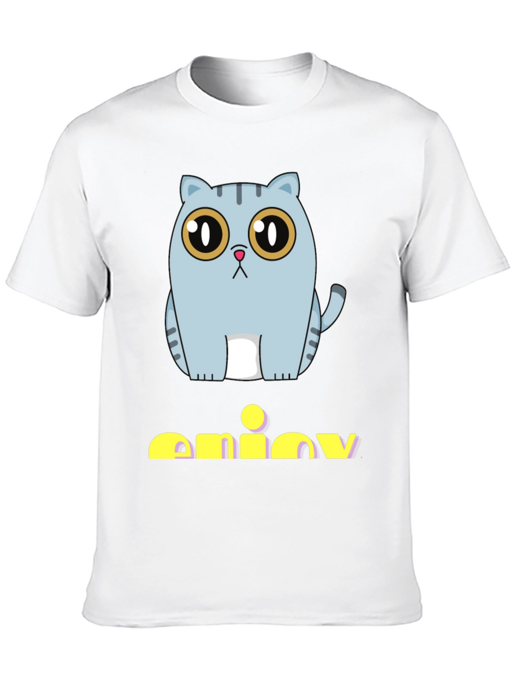 Cute Cat Graphic Print Black T-Shirt