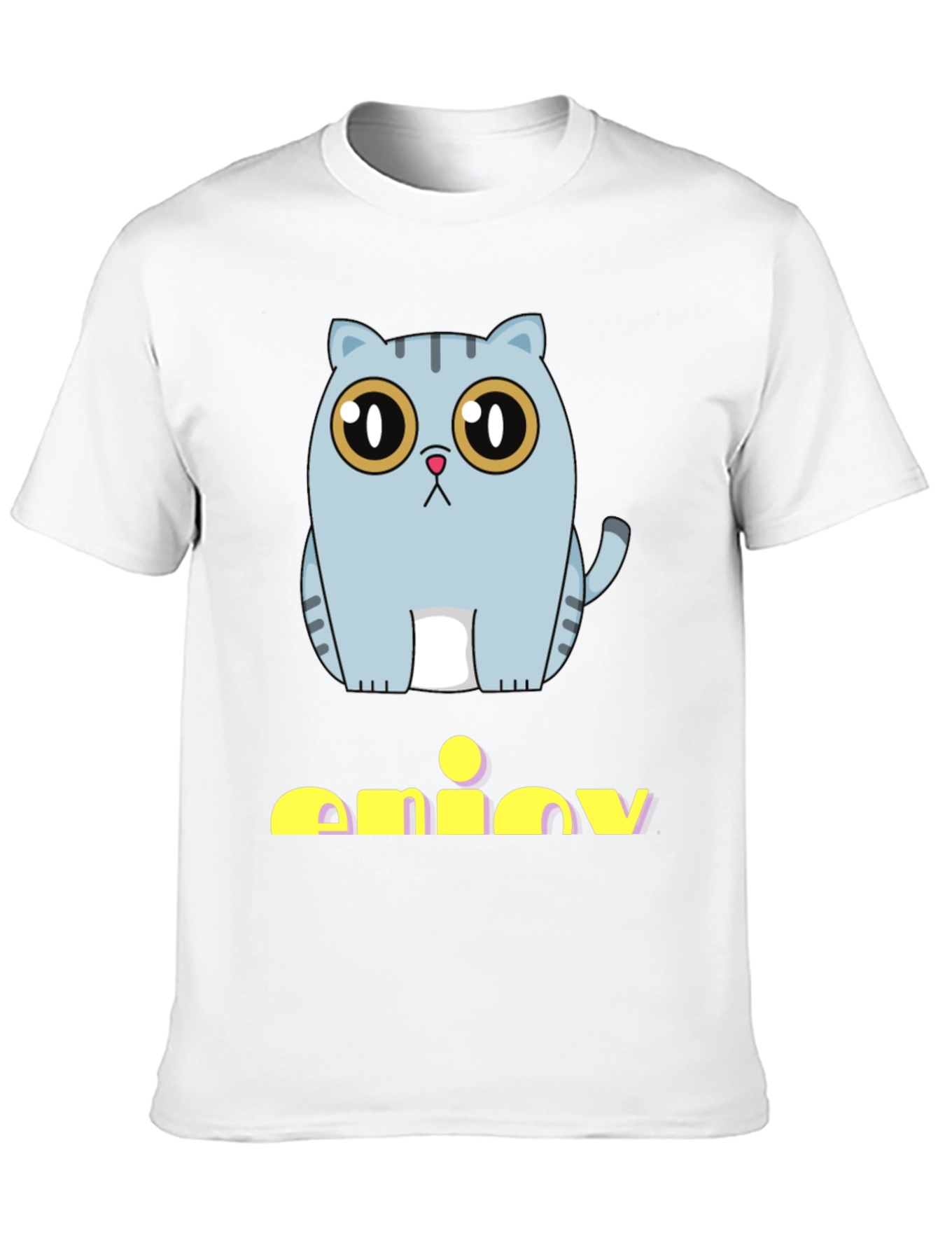 Cute Cat Graphic Print Black T-Shirt