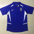 2002 Brazil Away Blue Retro Soccer Jersey Front