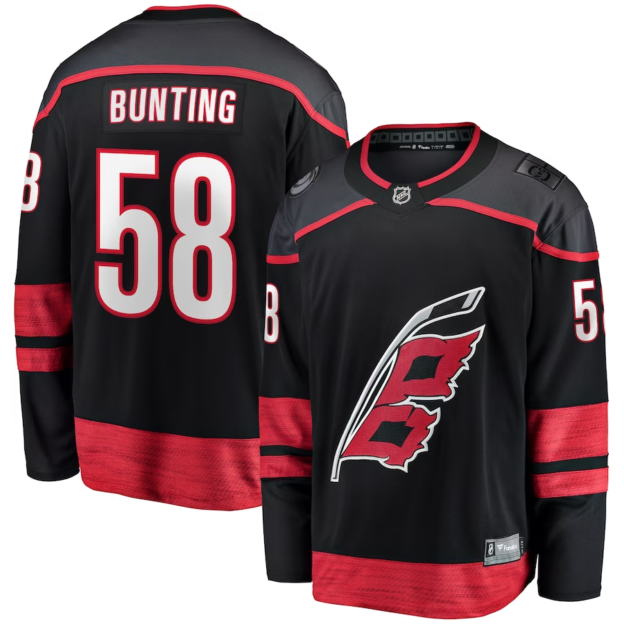 Men's Carolina Hurricanes Michael Bunting #58 Black Home Breakaway Player Jerseys