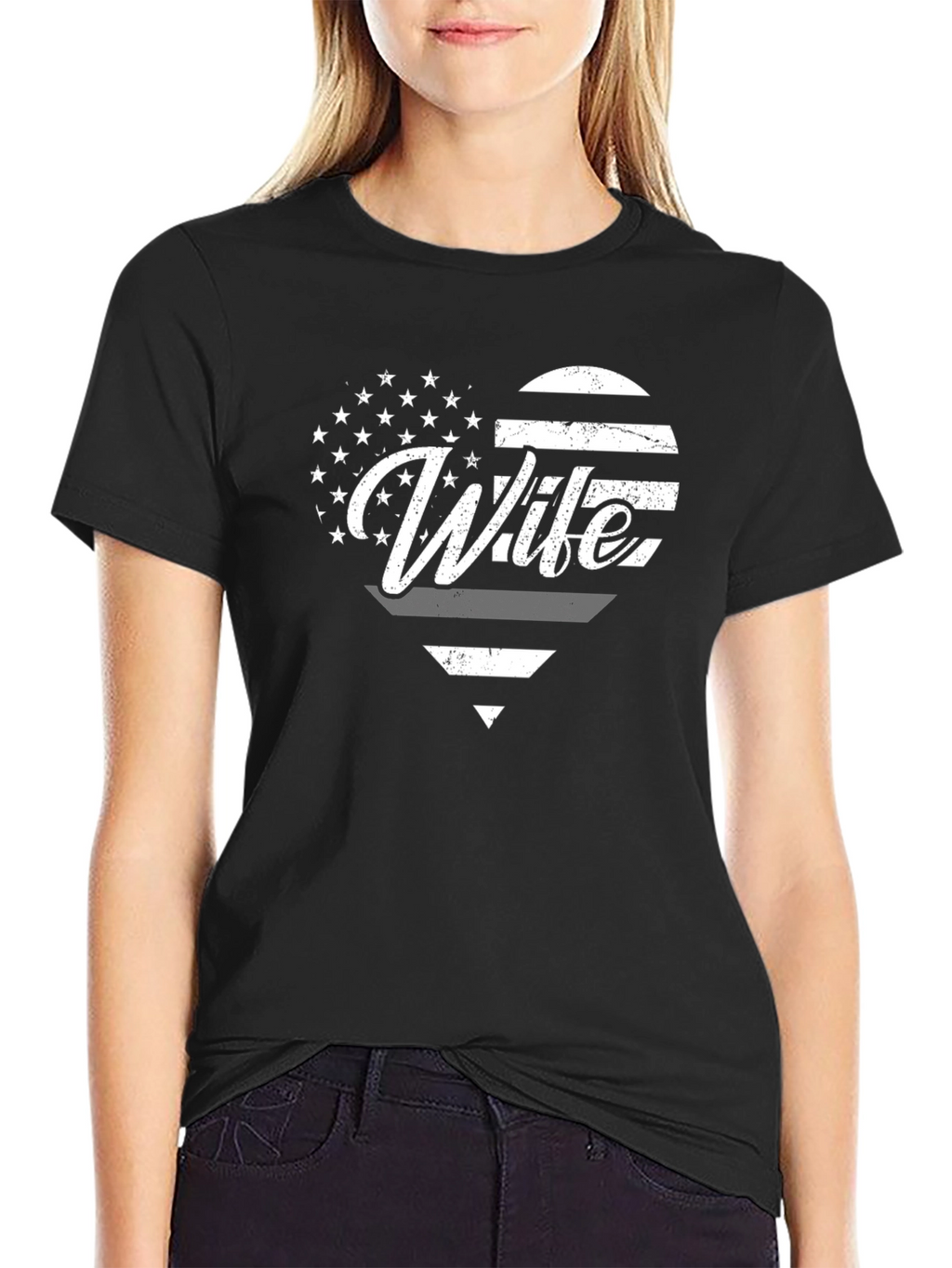 Wife American Flag Heart T-Shirt