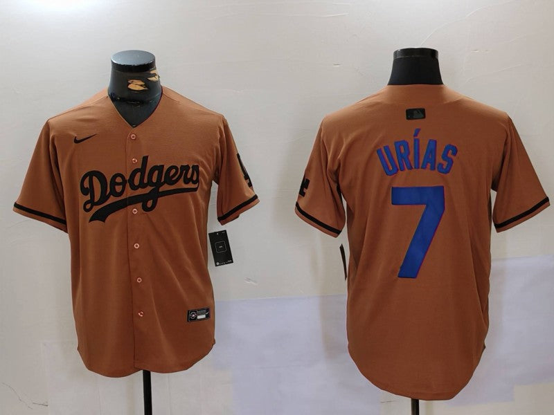 Men's Los Angeles Dodgers Julio Urias #7 Brown Replica Player Jerseys