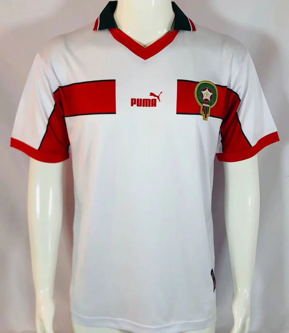 1998 Morocco White Retro Soccer Jersey Front