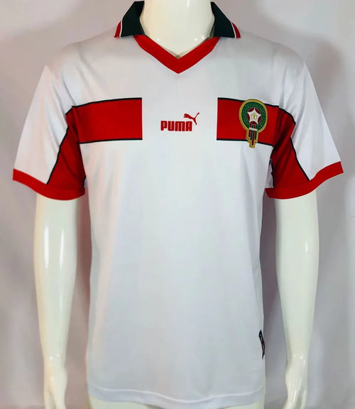 1998 Morocco White Retro Soccer Jersey Front