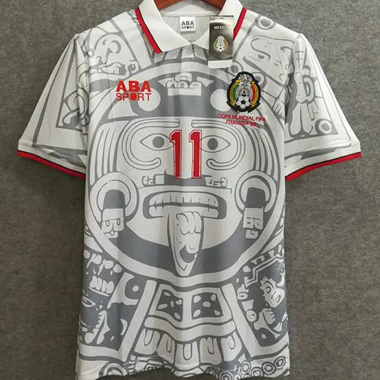 1998 Mexico Away Retro Long Sleeve Soccer Jersey Detail 2
