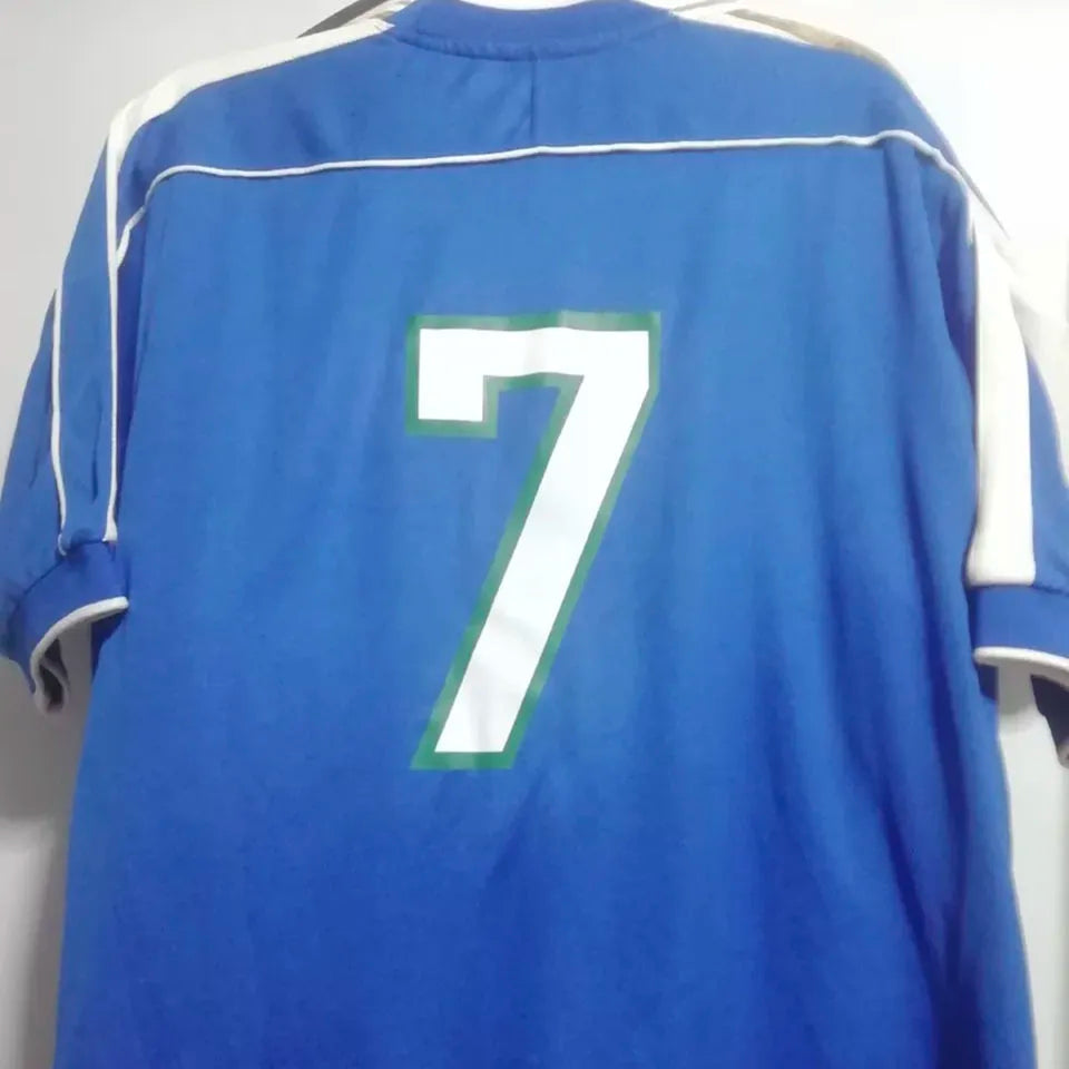1998 Brazil Away Blue Retro Long Sleeve Soccer Jersey Detail 1