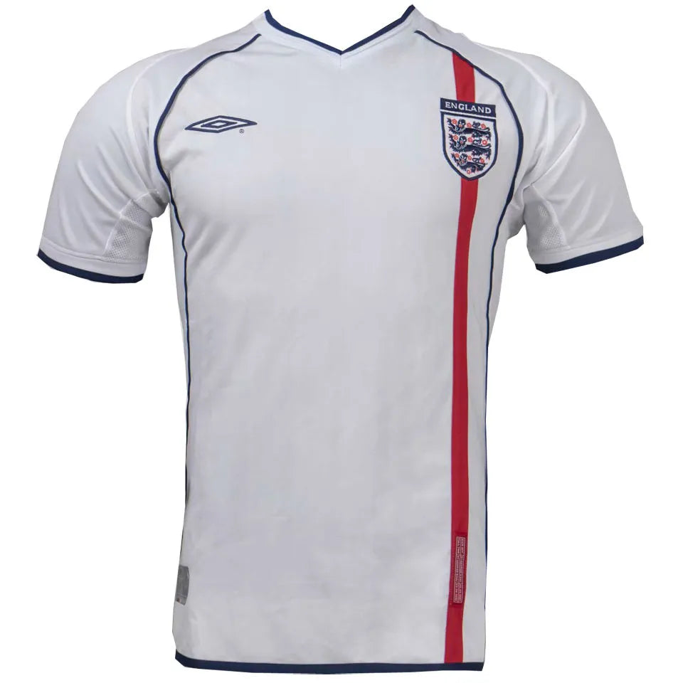 2002 England Home White Retro Soccer Jersey Front