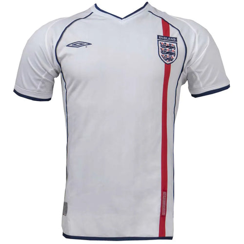 2002 England Home White Retro Soccer Jersey Front