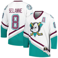 Men's Anaheim Ducks Teemu Selanne Mitchell #8 Ness White 1996/97 Blue Line Player Jerseys
